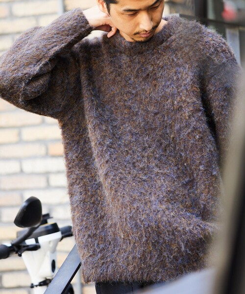 FREAK'S STORE（フリークスストア）の「FREAK'S STORE/フリークスストア シャギーニット プルオーバー/クルーネック（ニット/セーター・メンズ・ネイビー/モスグリーン/ベージュ/ブラウン/マスタード・MEDIUM/SMALL/LARGE）」の7枚目の写真