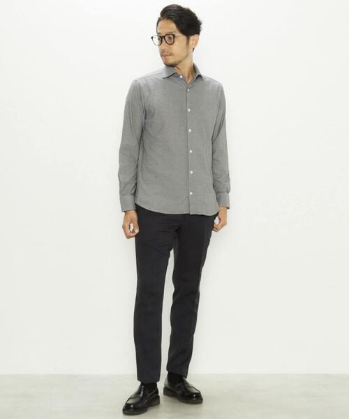 MEN'S MELROSE（メンズメルローズ）の「HITOYOSHI Wネーム リンクスジャガードワイドカラーシャツ（シャツ/ブラウス・メンズ・グレイッシュベージュ/グレー/ホワイト・4/3/2）」の15枚目の写真