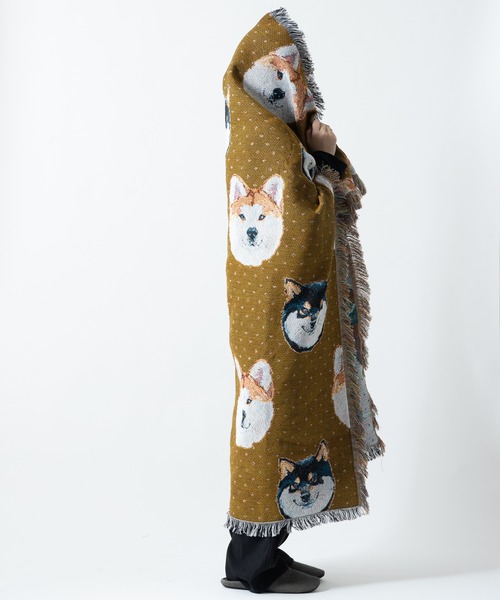 年始セール✴︎ACTUS CHAGALL ジャガード織り ブランケット 猫 犬デザイン ジャガード織 スローケットラグ アソート