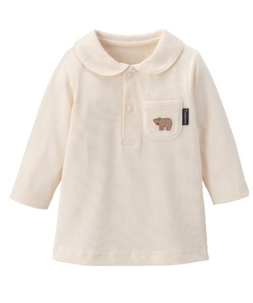 combimini（コンビミニ）の「くま襟シャツ（シャツ/ブラウス・キッズ・ネイビー/アイボリー・70/80）」の2枚目の写真