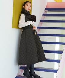RUIRUE BOUTIQUE（ルイルエブティック）の「ウエストリブフィットアンドフレアキルティングジャンパースカート（ワンピース）」