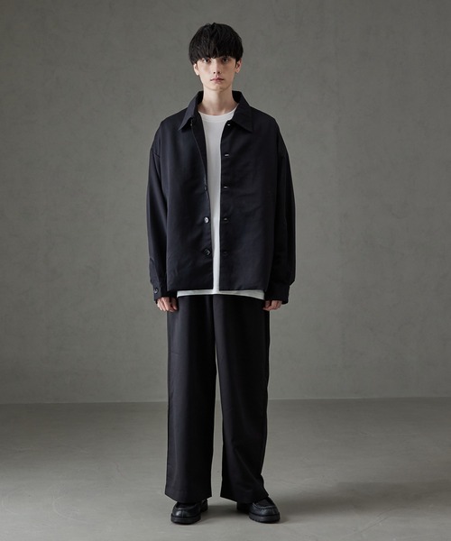 cussil(クシル)の「【cussil/クシル】ドレスツイル 2wayハイネックワイドスリーブジャケット(ブルゾン・メンズ・チャコールグレー/ブラック/オフホワイト・M/S/L)」の11枚目の写真