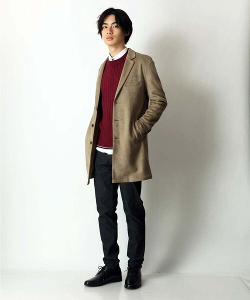 MK MICHEL KLEIN HOMME （エムケーミッシェルクランオム）の「スエードチェスターコート（チェスターコート・メンズ・カーキ/ネイビー・MEDIUM/X-LARGE/LARGE）」の3枚目の写真