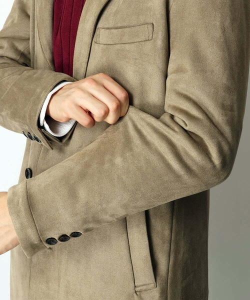 MK MICHEL KLEIN HOMME （エムケーミッシェルクランオム）の「スエードチェスターコート（チェスターコート・メンズ・カーキ/ネイビー・MEDIUM/X-LARGE/LARGE）」の4枚目の写真