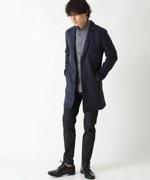 MK MICHEL KLEIN HOMME （エムケーミッシェルクランオム）の「スエードチェスターコート（チェスターコート・メンズ・カーキ/ネイビー・MEDIUM/X-LARGE/LARGE）」の6枚目の写真