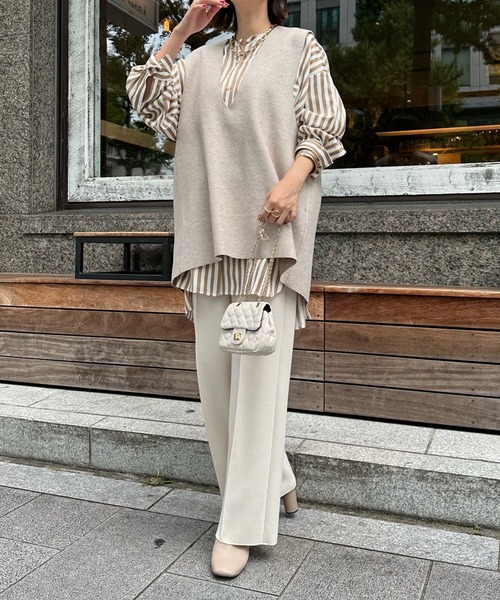 DouDou（ドゥドゥ）の「圧縮ウールベスト（ベスト・レディース・ブラック/チャコールグレー/ベージュ/ベージュ系その他・FREE）」の9枚目の写真