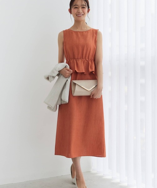Edit Sheen(エディットシーン)の「ペプラムデザインワンピース(ワンピース・レディース・オレンジ/ネイビー・S/M)」の2枚目の写真