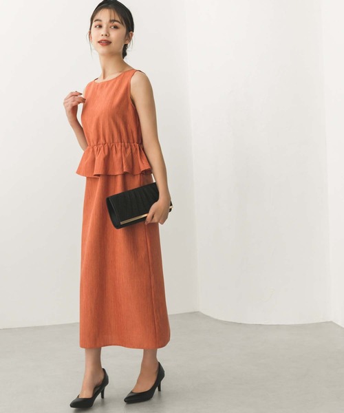 Edit Sheen(エディットシーン)の「ペプラムデザインワンピース(ワンピース・レディース・オレンジ/ネイビー・S/M)」の3枚目の写真