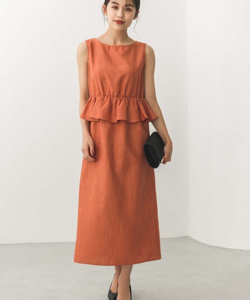 Edit Sheen(エディットシーン)の「ペプラムデザインワンピース(ワンピース・レディース・オレンジ/ネイビー・S/M)」の4枚目の写真