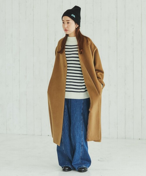 OLD ENGLAND ベージュ ウールノーカラーコート OLD ENGLAND ベージュ ウールノーカラーコート OLD ENGLAND/オールド