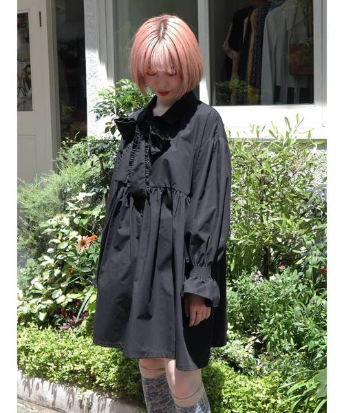 merry jenny（メリージェニー）の「タイリボンミニワンピース（ワンピース・レディース・ブラック/オフホワイト/ボルドー・FREE）」の13枚目の写真