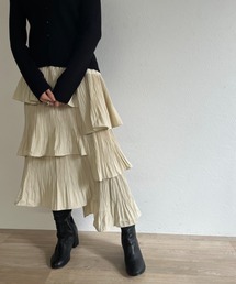 【ISOOK / アイスー】アシンメトリープリーツスカート / アシメスカート ティアードスカート ZOZOTOWN限定