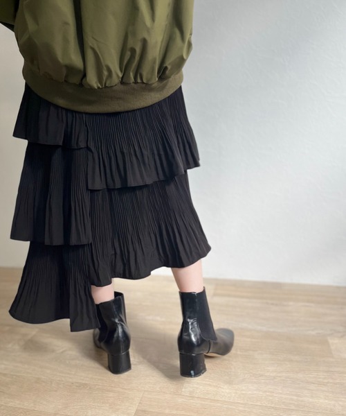 ISOOK（アイスー）の「【ISOOK / アイスー】アシンメトリープリーツスカート / アシメスカート ティアードスカート ZOZOTOWN限定（スカート・レディース・ベージュ/ブラック・FREE）」の19枚目の写真