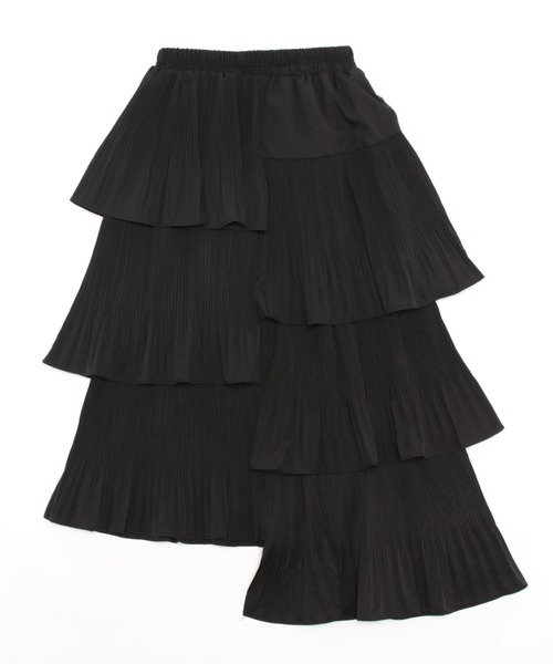 ISOOK（アイスー）の「【ISOOK / アイスー】アシンメトリープリーツスカート / アシメスカート ティアードスカート ZOZOTOWN限定（スカート・レディース・ベージュ/ブラック・FREE）」の3枚目の写真