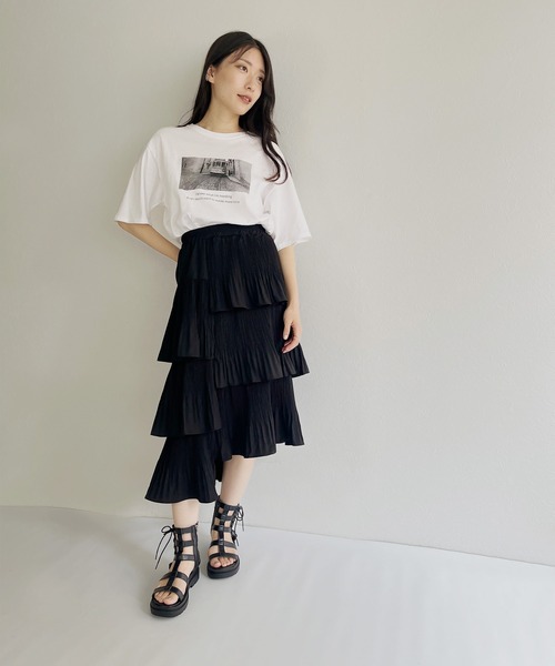 ISOOK（アイスー）の「【ISOOK / アイスー】アシンメトリープリーツスカート / アシメスカート ティアードスカート ZOZOTOWN限定（スカート・レディース・ベージュ/ブラック・FREE）」の9枚目の写真