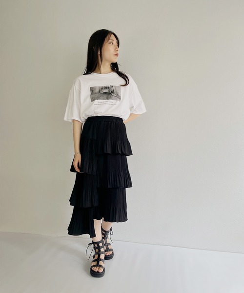 ISOOK（アイスー）の「【ISOOK / アイスー】アシンメトリープリーツスカート / アシメスカート ティアードスカート ZOZOTOWN限定（スカート・レディース・ベージュ/ブラック・FREE）」の10枚目の写真