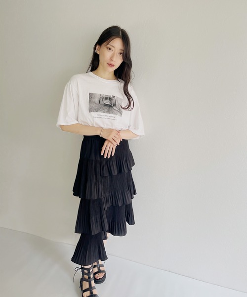 ISOOK（アイスー）の「【ISOOK / アイスー】アシンメトリープリーツスカート / アシメスカート ティアードスカート ZOZOTOWN限定（スカート・レディース・ベージュ/ブラック・FREE）」の11枚目の写真