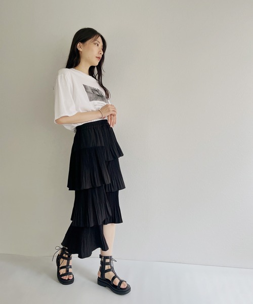 ISOOK（アイスー）の「【ISOOK / アイスー】アシンメトリープリーツスカート / アシメスカート ティアードスカート ZOZOTOWN限定（スカート・レディース・ベージュ/ブラック・FREE）」の16枚目の写真