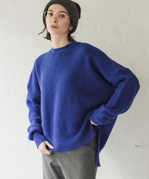 coca（coca）（コカ）の「モヘアタッチニット前後差トップス（ニット/セーター・レディース・アイボリー/ブルー・M/L）」の2枚目の写真