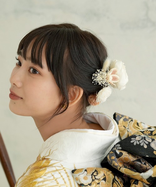 utatane（ウタタネ）の「髪飾り ドライフラワー 日本製（和装小物・レディース・ホワイト・FREE）」の2枚目の写真