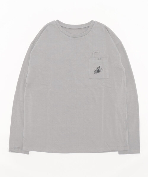 GENXDER(ノンジェンダー)の「【genxder】ユニセックス オリジナル蝶々刺繍ポケットロングTシャツ(Tシャツ/カットソー・メンズ・グレー/ホワイト/ブラウン/ブラック/グリーン・LARGE/X-LARGE/MEDIUM)」の4枚目の写真