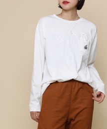 【genxder】ユニセックス オリジナル蝶々刺繍ポケットロングTシャツ