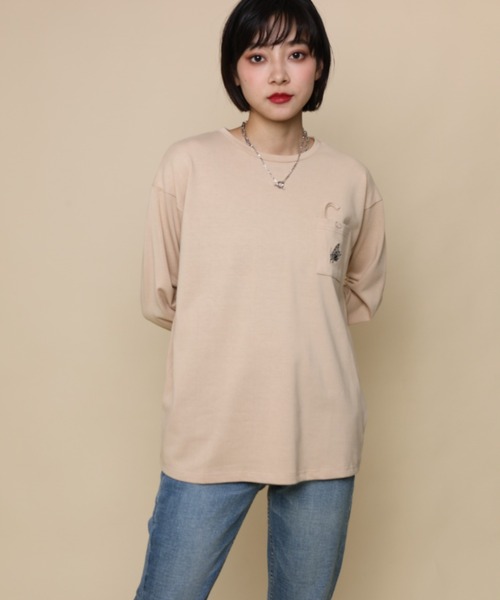 GENXDER(ノンジェンダー)の「【genxder】ユニセックス オリジナル蝶々刺繍ポケットロングTシャツ(Tシャツ/カットソー・メンズ・グレー/ホワイト/ブラウン/ブラック/グリーン・LARGE/X-LARGE/MEDIUM)」の18枚目の写真