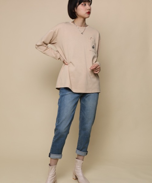 GENXDER(ノンジェンダー)の「【genxder】ユニセックス オリジナル蝶々刺繍ポケットロングTシャツ(Tシャツ/カットソー・メンズ・グレー/ホワイト/ブラウン/ブラック/グリーン・LARGE/X-LARGE/MEDIUM)」の19枚目の写真