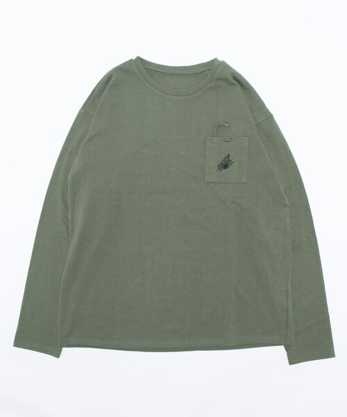 GENXDER(ノンジェンダー)の「【genxder】ユニセックス オリジナル蝶々刺繍ポケットロングTシャツ(Tシャツ/カットソー・メンズ・グレー/ホワイト/ブラウン/ブラック/グリーン・LARGE/X-LARGE/MEDIUM)」の21枚目の写真