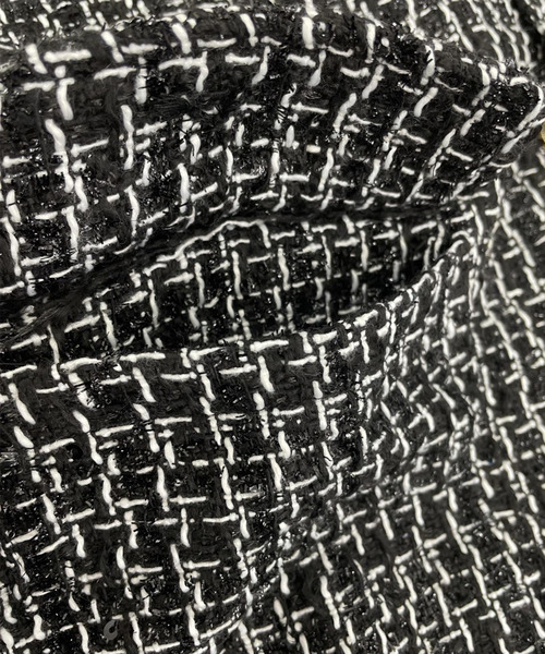 DAY CLOSET（デイ クローゼット）の「レディース フリンジツイードチェック風ベスト（ベスト・レディース・ブラック/ホワイト・ONE SIZE）」の14枚目の写真