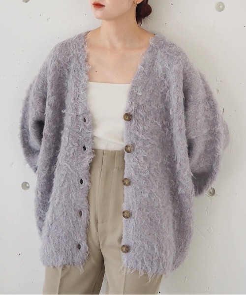 tiptop（ティップトップ）の「【wool】シャギーVネックBIGカーディガン（カーディガン/ボレロ・レディース・ベージュ/グリーン/ピンク/サックスブルー/ブルー系その他/グリーン系その他/チャコールグレー/ブルー/ライム/グレー・FREE）」の11枚目の写真