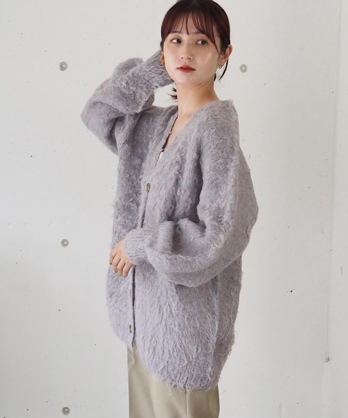 tiptop（ティップトップ）の「【wool】シャギーVネックBIGカーディガン（カーディガン/ボレロ・レディース・ベージュ/グリーン/ピンク/サックスブルー/ブルー系その他/グリーン系その他/チャコールグレー/ブルー/ライム/グレー・FREE）」の16枚目の写真