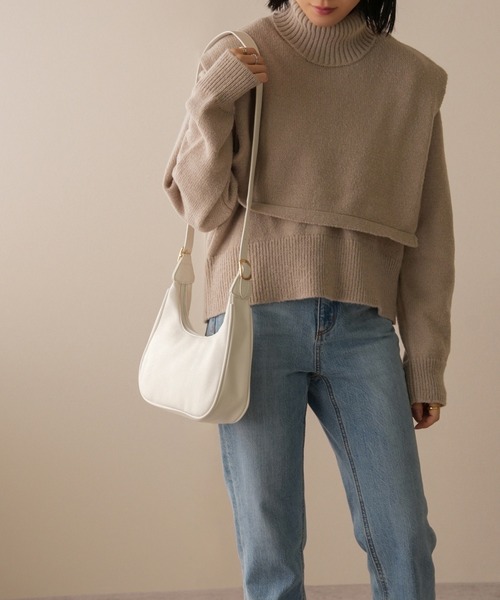 IAMUSE（アイアミューズ）の「フェイクレザーサイドベルトショルダーバッグ S0838【IAMUSE】（ショルダーバッグ・レディース・ホワイト/ブラック・FREE）」の10枚目の写真