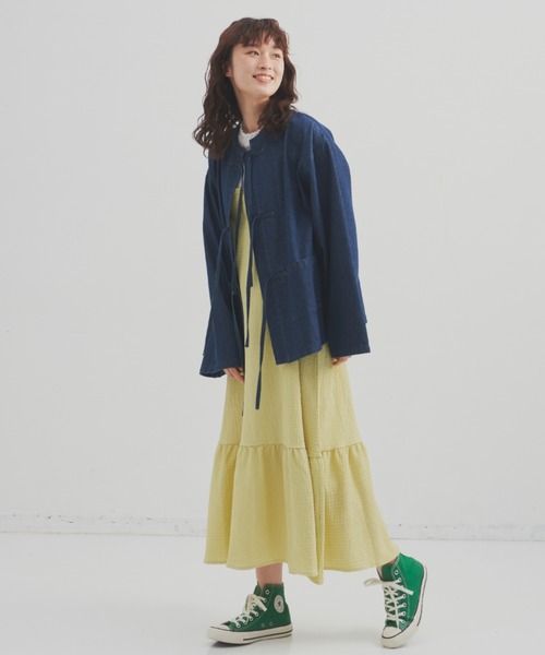 MERLOT（メルロー）の「【バックリボンで長さ調節】ぽこぽこキャミワンピース（ワンピース・レディース・オレンジ/ライトグリーン/ブラック・FREE）」の18枚目の写真