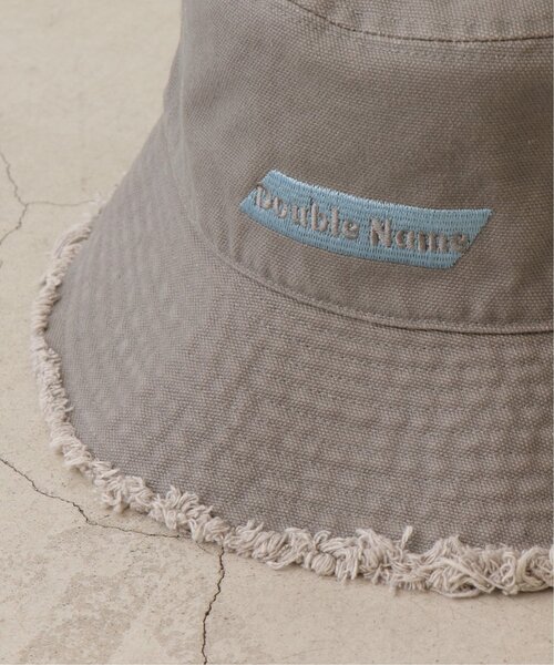 DOUBLE NAME（ダブルネーム）の「ロゴ刺繍フリンジバケットハット（ハット・レディース・チャコールグレー/オレンジ/キナリ・FREE）」の7枚目の写真