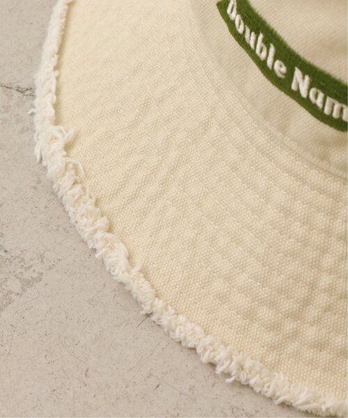 DOUBLE NAME（ダブルネーム）の「ロゴ刺繍フリンジバケットハット（ハット・レディース・チャコールグレー/オレンジ/キナリ・FREE）」の13枚目の写真