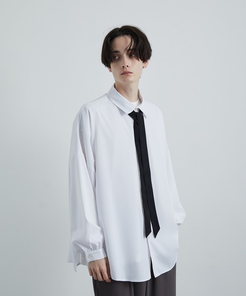 JUNRED（ジュンレッド）の「【 UNISEX 】ボウタイオーバーシャツ（シャツ/ブラウス・メンズ・ホワイト/ブルー系その他4/ホワイト系その他/グリーン・M/L/S）」の5枚目の写真