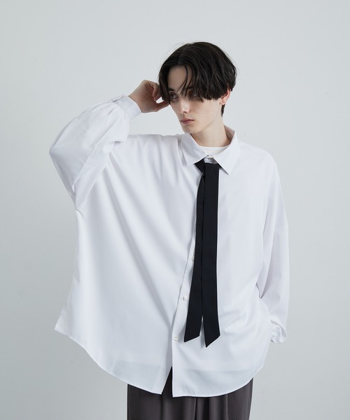 JUNRED（ジュンレッド）の「【 UNISEX 】ボウタイオーバーシャツ（シャツ/ブラウス・メンズ・ホワイト/ブルー系その他4/ホワイト系その他/グリーン・M/L/S）」の6枚目の写真