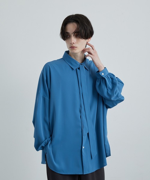 JUNRED（ジュンレッド）の「【 UNISEX 】ボウタイオーバーシャツ（シャツ/ブラウス・メンズ・ホワイト/ブルー系その他4/ホワイト系その他/グリーン・M/L/S）」の7枚目の写真