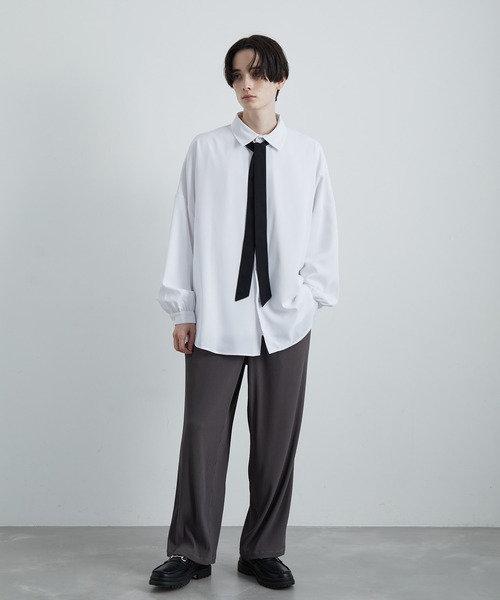 JUNRED（ジュンレッド）の「【 UNISEX 】ボウタイオーバーシャツ（シャツ/ブラウス・メンズ・ホワイト/ブルー系その他4/ホワイト系その他/グリーン・M/L/S）」の10枚目の写真