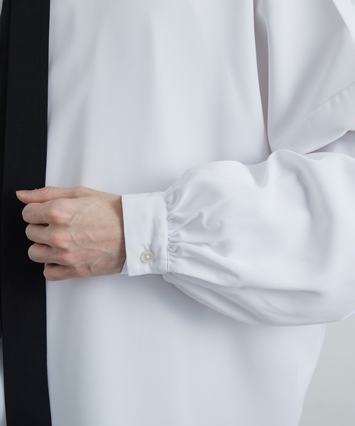 JUNRED（ジュンレッド）の「【 UNISEX 】ボウタイオーバーシャツ（シャツ/ブラウス・メンズ・ホワイト/ブルー系その他4/ホワイト系その他/グリーン・M/L/S）」の18枚目の写真