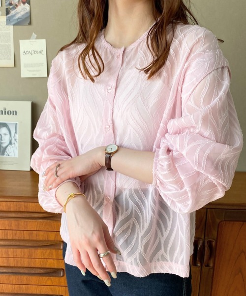 moment+（モーメントプラス）の「リーフ柄シフォンジャガード2WAY