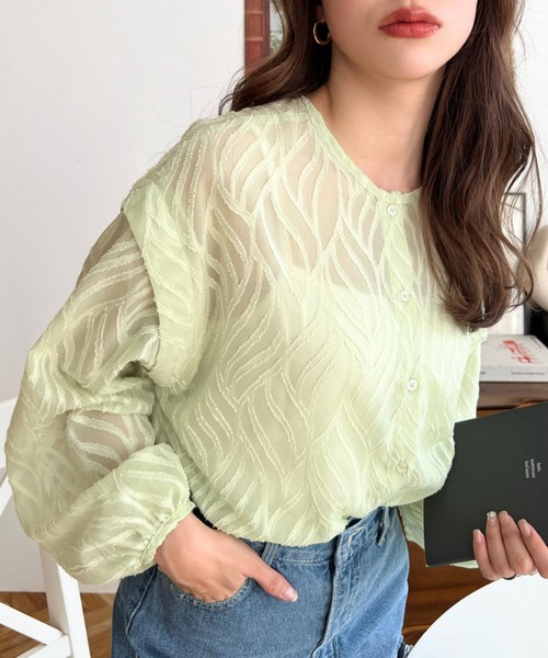 moment+（モーメントプラス）の「リーフ柄シフォンジャガード2WAY