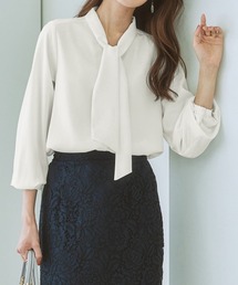 7days Life Styling | ストレッチパウダーサテンボウタイブラウス(シャツ/ブラウス)