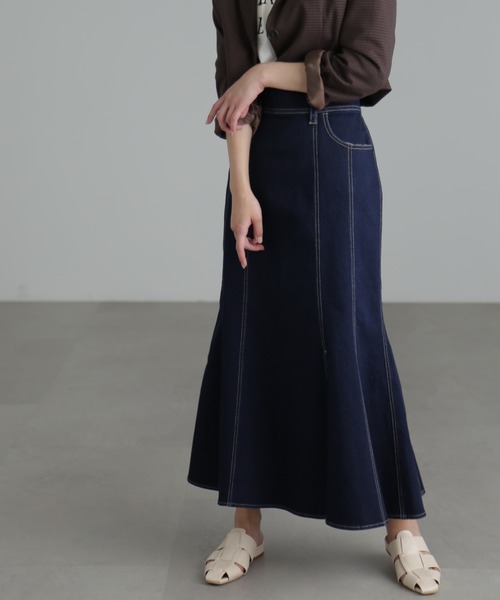 FREE'S MART（フリーズマート）の「【Sシリーズ対応】◆イレヘムマーメイドデニムスカート（デニムスカート・レディース・ネイビー/ライトインディゴブルー/ホワイト・MEDIUM/X-SMALL/SMALL）」の17枚目の写真