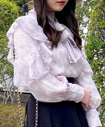 INGNI | 袖フリル花柄シアーブラウス(シャツ/ブラウス)