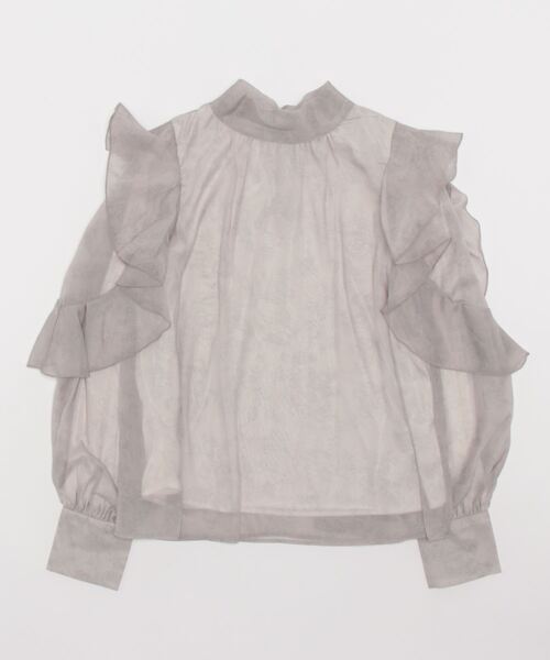 INGNI（イング）の「袖フリル花柄シアーブラウス（シャツ/ブラウス・レディース・ネイビー/ブラウン/グレー・M）」の22枚目の写真