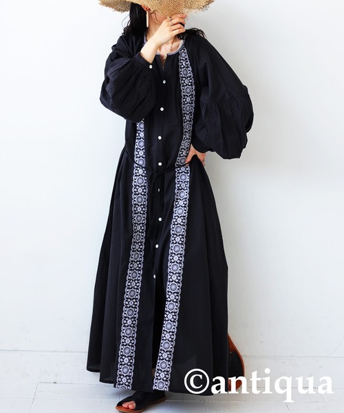 セール】インド綿100% エスニック風刺繍ワンピース（ワンピース