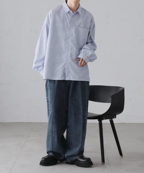 epnok(エプノック)の「サイドスリットストライプシャツ(シャツ/ブラウス・メンズ・ダークグレー/オフホワイト/ブルー・SMALL/MEDIUM/LARGE)」の19枚目の写真