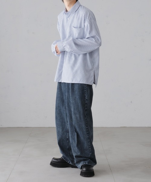 epnok(エプノック)の「サイドスリットストライプシャツ(シャツ/ブラウス・メンズ・ダークグレー/オフホワイト/ブルー・SMALL/MEDIUM/LARGE)」の17枚目の写真